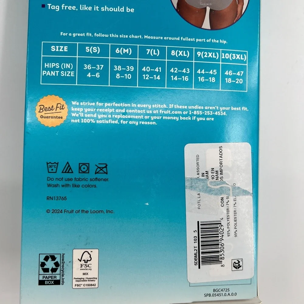 Fruit of the loom breathable micro-mesh women's briefs cooling underwear 5 S